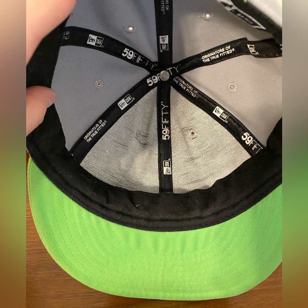 New Era Gray and Neon Green Atlanta A-Logo Snapback Hat - Picture 8 of 8